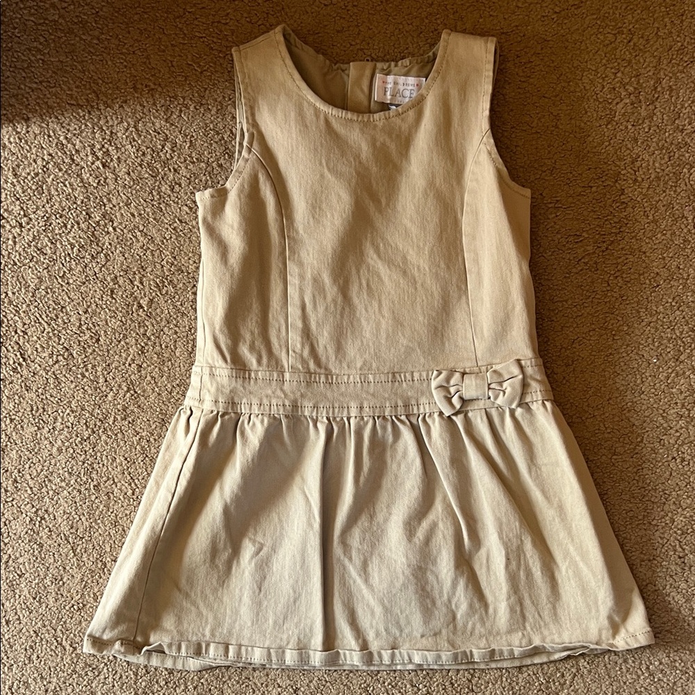 The Children's Place Khaki Sleeveless Bow-Waist Casual Dress